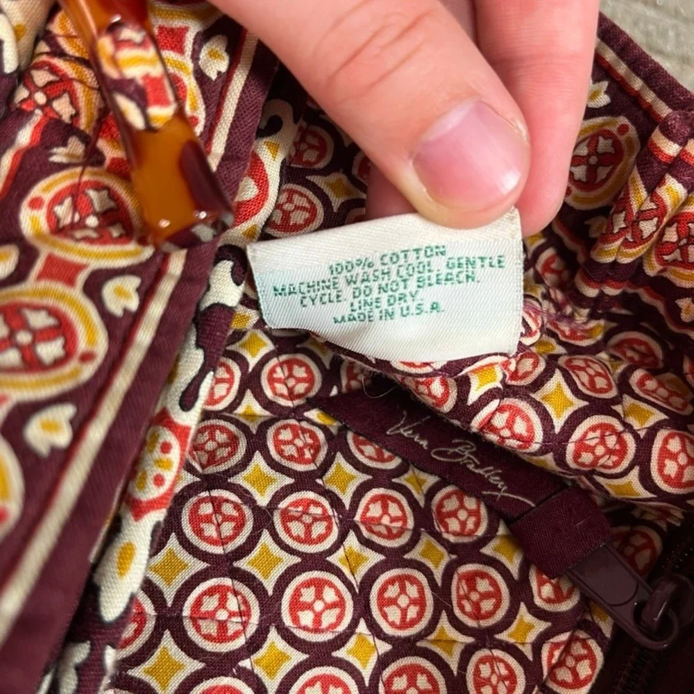 Vera Bradley Symphony in Red Quilted Cotton Tote Bag Burgundy Medallion USA Made